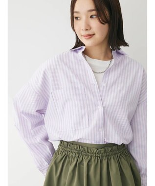 Green Parks イージーケア　ドビーストライプシャツ Pink