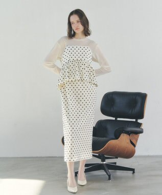 YECCA VECCA ドット柄バルーンキャミワンピース Ivory