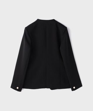 GRACE CONTINENTAL パールボタンノーカラージャケット ブラック