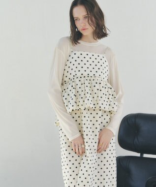 YECCA VECCA ドット柄バルーンキャミワンピース Ivory