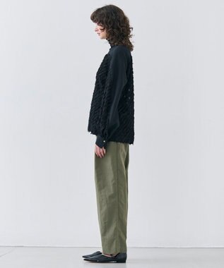 BEIGE， 【洗える】BANKSIA / ニットコンビカットジャカードブラウス Black