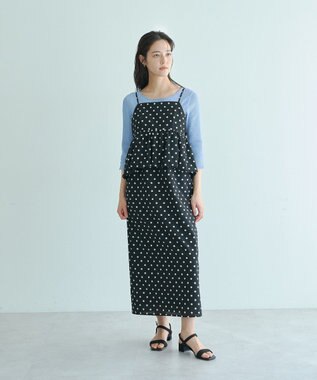 YECCA VECCA ドット柄バルーンキャミワンピース Black