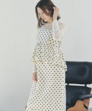 YECCA VECCA ドット柄バルーンキャミワンピース Ivory