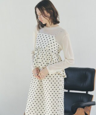 YECCA VECCA ドット柄バルーンキャミワンピース Ivory