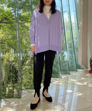 UNFILO スタイルアップニット カーディガン ライラック系