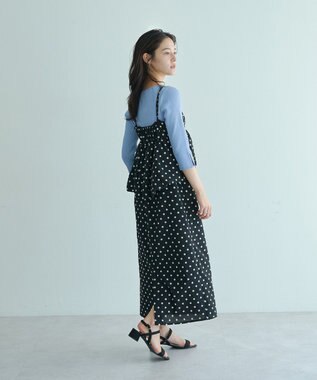 YECCA VECCA ドット柄バルーンキャミワンピース Black