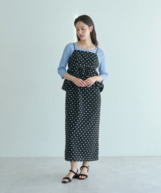 YECCA VECCA ドット柄バルーンキャミワンピース Black