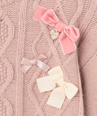 ANY KIDS リボン ケーブル ニット ピンク