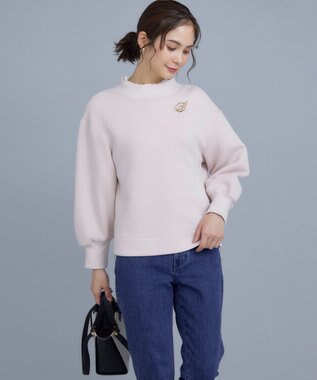 組曲 L ダンボールジャージー モックネックスウェット ピンクベージュ系