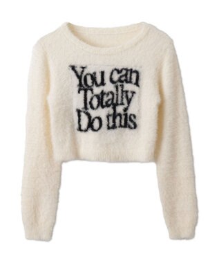 WEGO シャギーロゴコンパクトニット ホワイトアイボリー