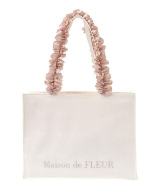 Maison de FLEUR リボン柄ジャカードスクエアトートMバッグ Ivory