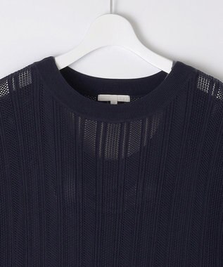 自由区 【ワコールコラボ】【カタログ掲載・洗える】レーシーニット ドレス ネイビー