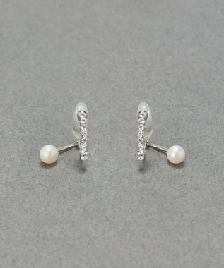 Phoebe 【痛くないシリーズ】ラインストーンパールフロートライトフィットイヤリング　シルバー シルバー