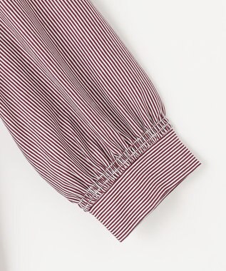 ANY SIS 【洗える】シルケットジャージーストライプ ブラウス ボルドーストライプ