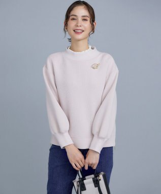 組曲 L ダンボールジャージー モックネックスウェット ピンクベージュ系