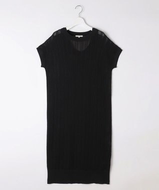 自由区 L 【ワコールコラボ】【カタログ掲載・洗える】レーシーニット ドレス ブラック