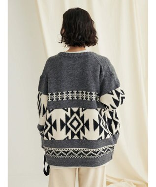 CRAFT STANDARD BOUTIQUE オルテガ柄ニットＺＩＰブルゾン Gray