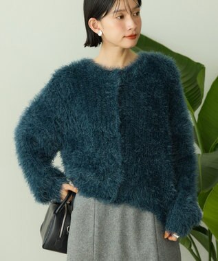 AMERICAN HOLIC シャギーニットクルーネックカーディガン Blue Green