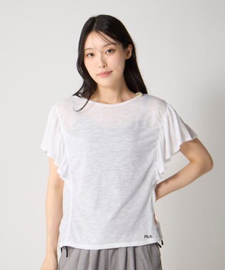OP／FILA 【FILA】ドルマン袖フリルタンキニ4点セット水着 ホワイト
