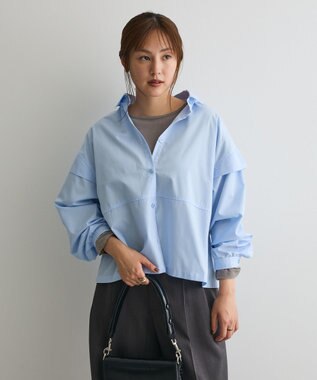 CRAFT STANDARD BOUTIQUE パネルデザインワイドシャツ Sax