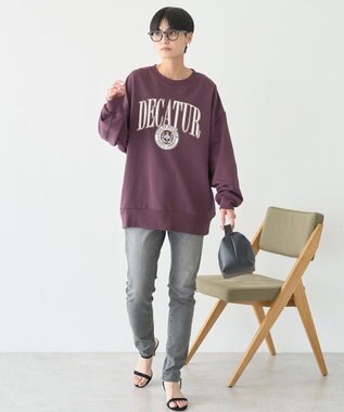 AMERICAN HOLIC カレッジロゴクラックプリント裏毛プルオーバー Brown