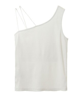 Green Parks カップ付きアシンメトリーラメタンクトップ Off White