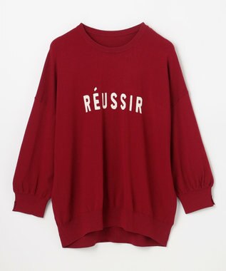 ANY インターシャロゴニットプルオーバー レッド×エクリュ