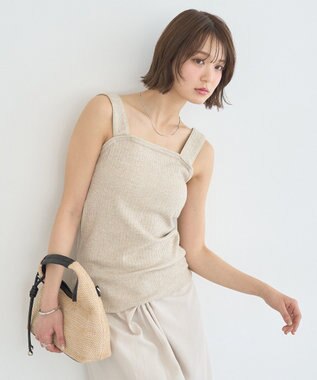 earth music&ecology チェーンリブラメカットタンクトップ Beige