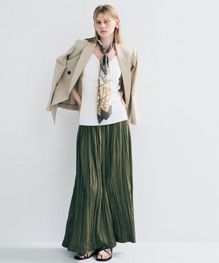 uncrave マシーンプリーツ フレアスカート カーキベージュ