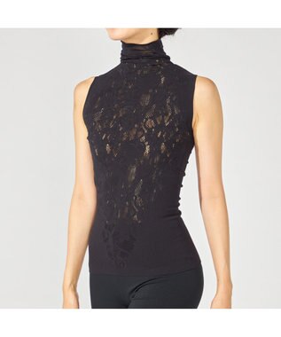 Chacott 【ノーソーイングニット】カップ付きハイネックトップ ブラック