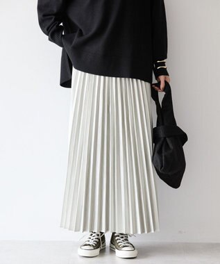 AMERICAN HOLIC フェイクレザープリーツスカート Silver