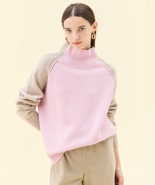 BEIGE， RULE / ウールカシミヤバイカラーハイネックニット