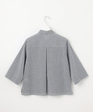 J.PRESS LADIES 【洗える】リネンminiチェック フロントピンタック シャツ ネイビー系