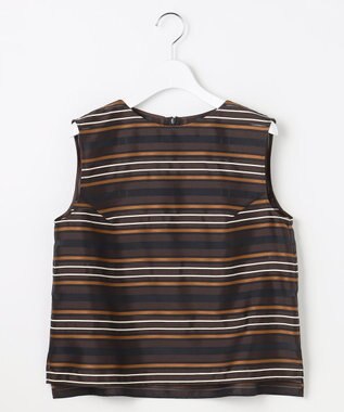 自由区 マルチストライプジャカードノースリーブ ブラウス ブラウン系