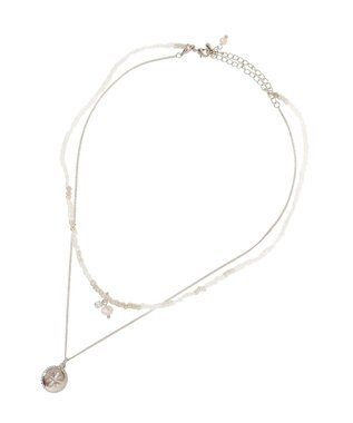 earth music&ecology 【2SET】ビーズ＆プレートネックレス Silver