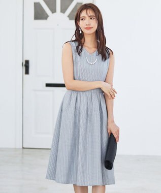 Tiaclasse 【洗える】ツイードタックワンピース グレー