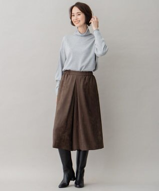 自由区 L 【洗える】ライトスエード キュロット ダークブラウン系