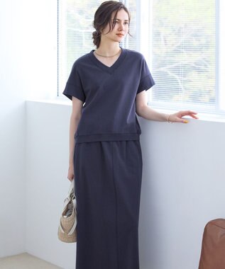 23区 【SLOW/WEB限定】ラスティックテリー ナロー スカート ダルブルー系