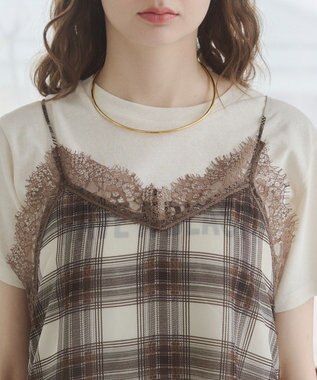 WEGO 【ANGIE VINTAGE】サテンレースキャミソール ブラウンチェック1