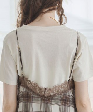 WEGO 【ANGIE VINTAGE】サテンレースキャミソール ブラウンチェック1