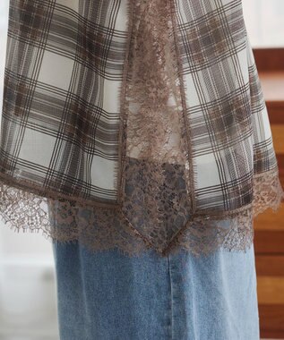 WEGO 【ANGIE VINTAGE】サテンレースキャミソール ブラウンチェック1