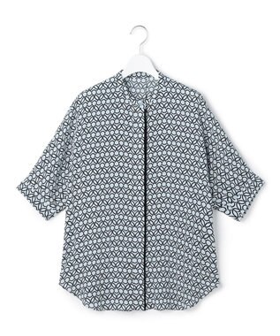 ICB L 【新色追加・WEB限定カラーあり】BackSatinAmunzen 5分袖バンドカラーブラウス