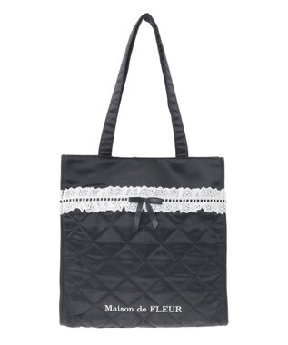 Maison de FLEUR コットンフリルスクエアトート Black
