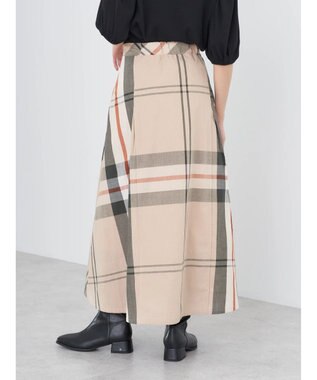earth music&ecology ＢＩＧチェックフレアスカート Beige