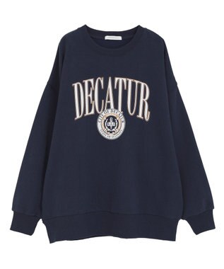 AMERICAN HOLIC カレッジロゴクラックプリント裏毛プルオーバー Navy