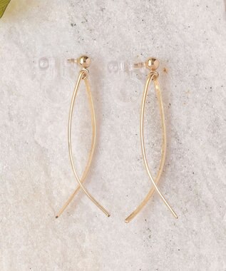 Phoebe 【K14GF】クロスラインスマートイヤリング ゴールド