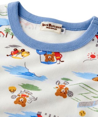 MIKI HOUSE HOT BISCUITS 【80-120cm】 リゾートビーンズ 腹巻き付き タック天竺素材 半袖パジャマ マルチカラー