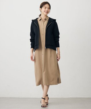 J.PRESS LADIES ダンボールジャージー ジップアップ パーカー ブラック系