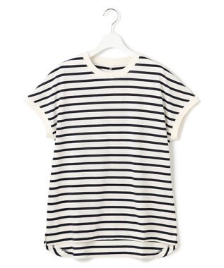 J.PRESS YORK STREET 【WOMEN】ボーダーキャップスリーブ Tシャツ ネイビー系1