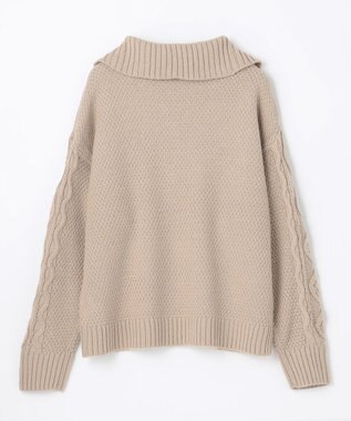 ANY 【洗濯機可】スキッパーソフトタッチアラン柄ニット ベージュ